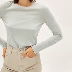 NWT Everlane The Organic Cotton Long-Sleeve Crew Green XXS